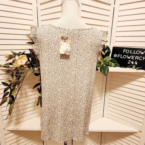 ALTAR'D STATE NEW BROWN/BLUE FLORAL TIE FRONT BLOUSE SIZE LARGE - Picture 5 of 7